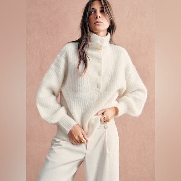 Sezane Sweaters - Sezane Micky Jumper Button Cream Sweater Large